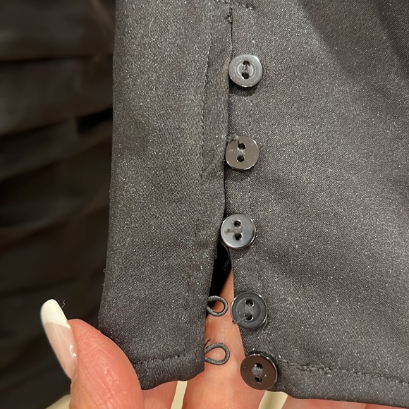 Zara Black Rusched Mini Dress with Padded Shoulders NWT $69.90 - Picture 4 of 11